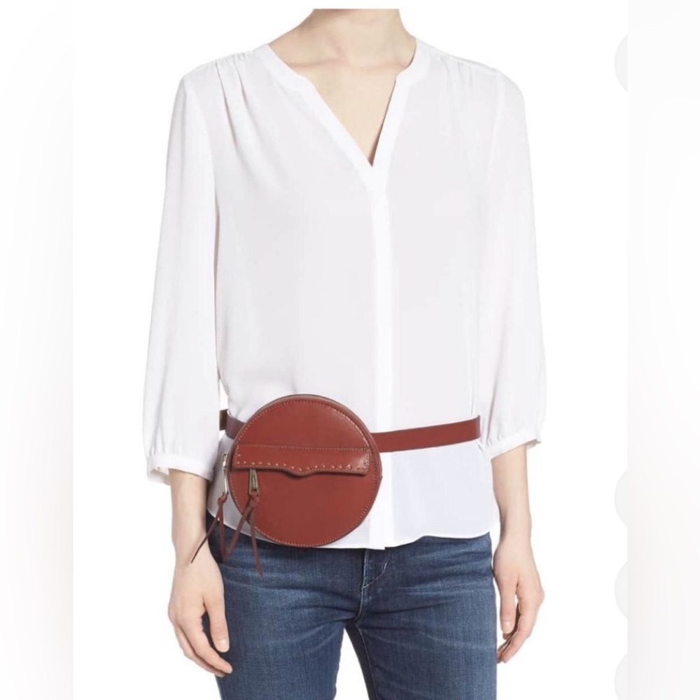 Rebecca Minkoff Lucy Brown Leather Circle bag with studs